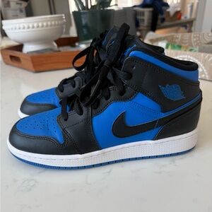 Nike Black and Blue Air Jordan 1 Mid Sneaker